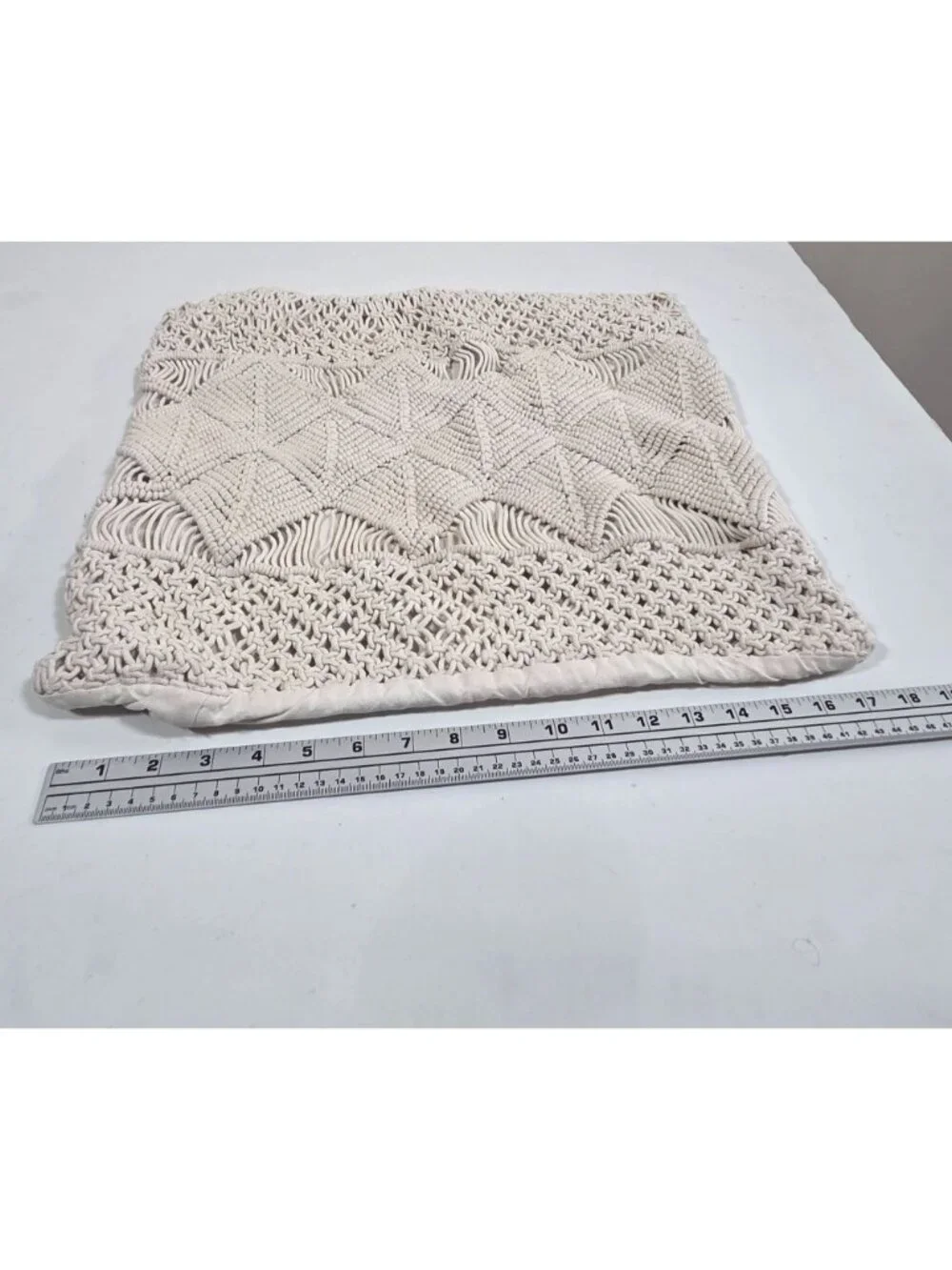 Crate & Barrel Crochet Pillowcase Cream the macrame throw pillow cover